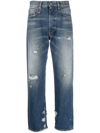 R13 Distressed High-waist Jeans In Blau