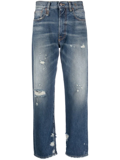R13 Distressed High-waist Jeans In Blau