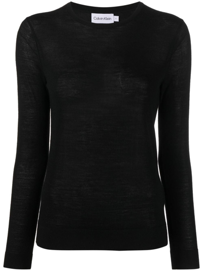 Calvin Klein Fine-knit Wool Jumper In Black