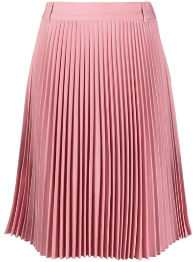 Burberry Pleated Panel Grain De Poudre Wool Shorts In Pink