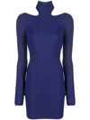 Amazuìn High-neck Mini Dress In Blue