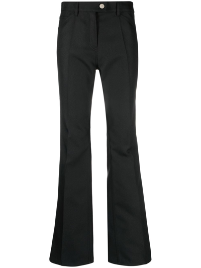 Courrges Logo-embroidered Bootcut Trousers In Nero