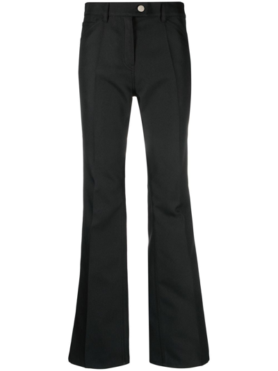 Courrèges Logo-embroidered Bootcut Trousers In Nero