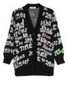 Msgm Logo Intarsia-knit Cardigan In Schwarz