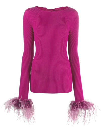 Giuseppe Di Morabito Feather-trim Backless Jumper In Purple