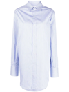 Sa Su Phi Marcella Striped Longline Cotton-poplin Shirt In Blau