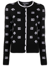 Dolce & Gabbana Intarsia Logo Virgin Wool Cardigan In Schwarz