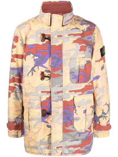 Stone Island Camouflage-print Jacket In Gelb