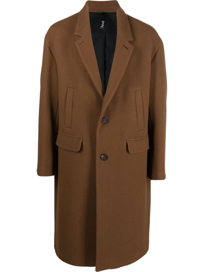 Hevo Single-breasted Wool-blend Coat In Brown