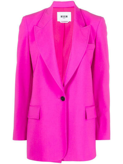 Msgm Single-breasted Jacket In Viscose In Pink
