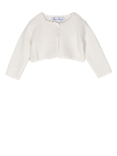 Tartine Et Chocolat Babies' Scallop-trim Knit Cardigan In Off White