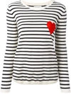 Chinti & Parker Navy-cream Breton Heart Wool-cashmere Sweater In Cream/navy/red