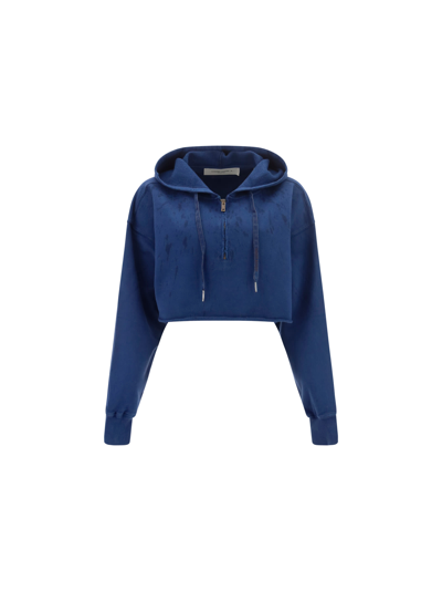 Golden Goose Paint Splatter-effect Cropped Hoodie In Blu