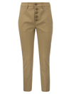 Dondup Carmen - Slim Gabardine Lyocell Trousers In Beige
