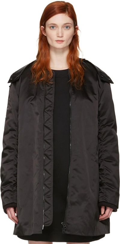 Acne Studios Lexi Ruched Satin Bomber Jacket In Black