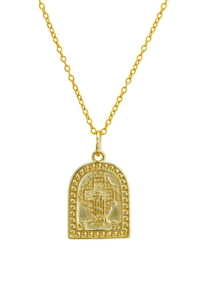 Savvy Cie Jewels Religious Medallion Necklace In Gold