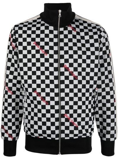 Palm Angels Checkerboard Jacquard Classic Logo Track Jacket In Black