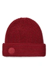 Kate Spade Logo Waffle Knit Beanie In Chai Red