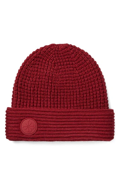 Kate Spade Logo Waffle Knit Beanie In Chai Red