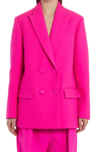 Valentino Oversized Double-breasted Wool And Silk-blend Crepe Blazer In Pink Pp