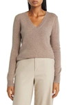 Nordstrom Cashmere Essential V-neck Sweater In Brown Taupe
