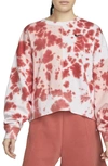 Nike Sportswear Tie Dye Oversize Crop Sweatshirt In Atmosphere/ Lght Mdder Rt