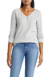 Caslon Waffle Knit Organic Cotton Blend Henley Top In Grey Heather