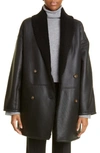 Loulou Studio Leather Coat With Genuine Shearling Lining In Black/ Black