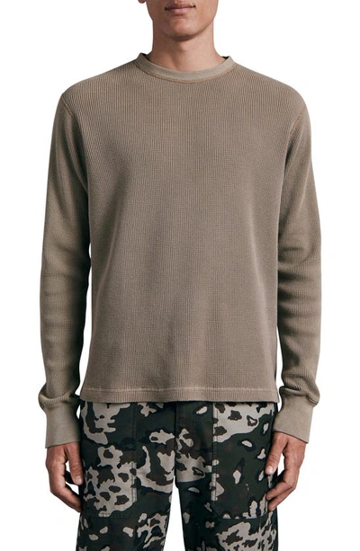 Rag & Bone Waffle Cotton Crewneck Top In Light Olive