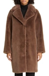 Stand Studio Chocolate-coloured Faux Fur Coat In Brown