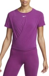 Nike Women's Dri-fit One Luxe Twist Cropped Short-sleeve Top In Purple