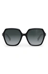 Celine 58mm Geometric Sunglasses In Shiny Black