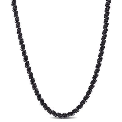 Amour 1/2 Ct Tw Black Diamond Tennis Necklace In Sterling Silver With Black Rhodium In White