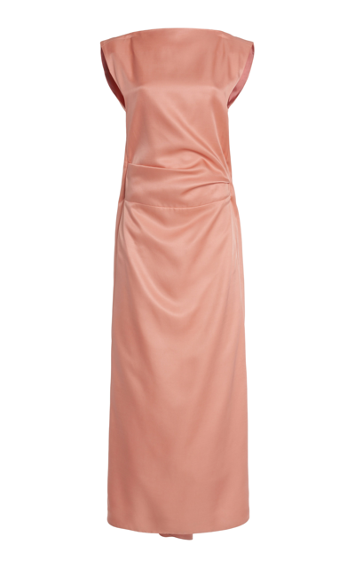 Jil Sander Draped Satin Midi Dress In Pink