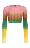 Etro Ombre Knit Crop Top W/ Logo Embroidery In Multicoloured