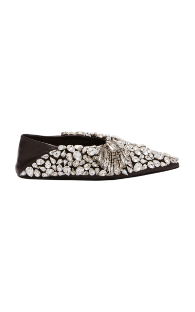 Jil Sander Ballet Crystal Flats In Black