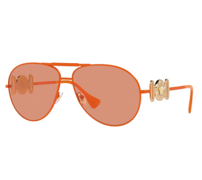Versace Orange Aviator Unisex Sunglasses Ve2249 148574 65
