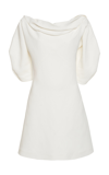 Jil Sander White Cowl Neck Minidress In White