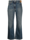 Palm Angels High Waist Denim Jeans With Star Patch In Light Blue Light Blue