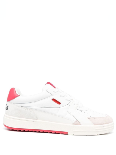 Palm Angels Palm University Suede-trimmed Leather Trainers In White