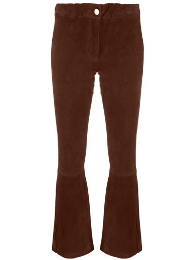 Arma Flared Suede Trousers In Brown