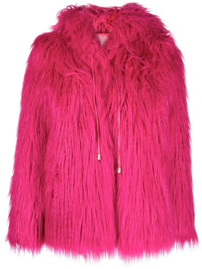 Blugirl All-over Fur Hooded Jacket In Deep Pink