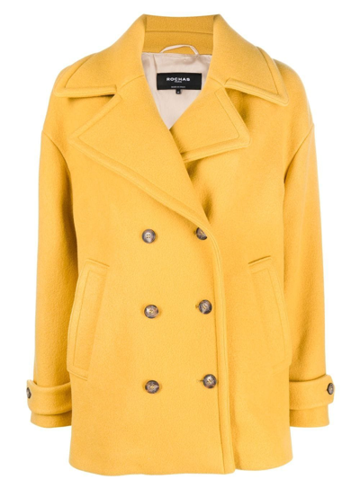 Rochas Double-breasted Coat In Yellow