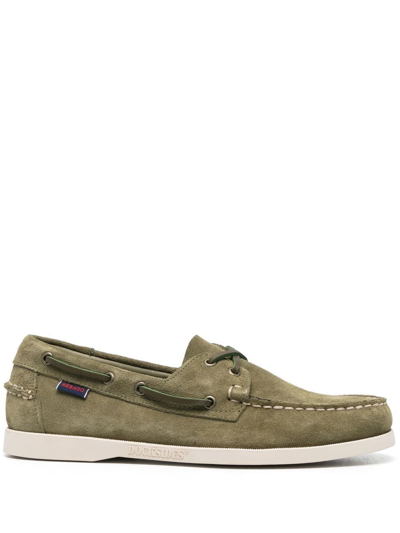 Sebago Portland Fleur Out 帆船乐福鞋 In Green