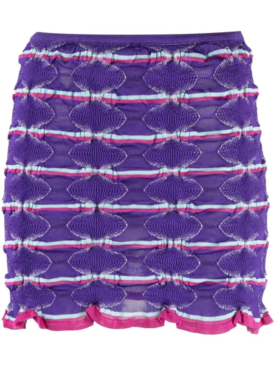Gimaguas Été Striped Knitted Mini Skirt In Purple