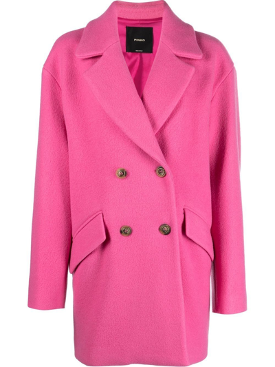 Pinko Double-breasted Wool-blend Coat In Pink