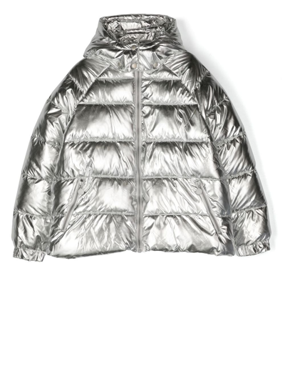 Stella Mccartney Kids' Metallic-effect Zip-up Padded Jacket In White