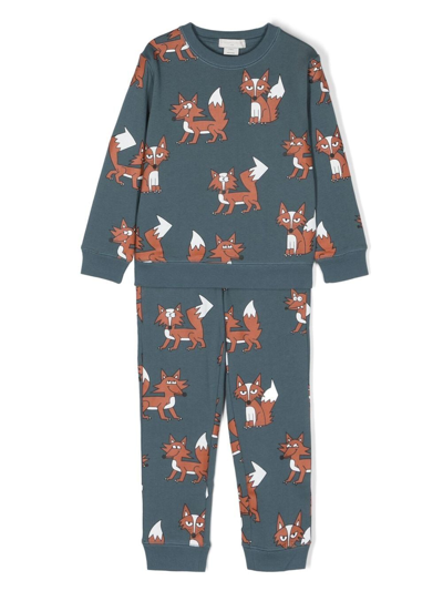 Stella Mccartney Kids' Printed Cotton Sweatshirt And Sweatpants Set In Navy