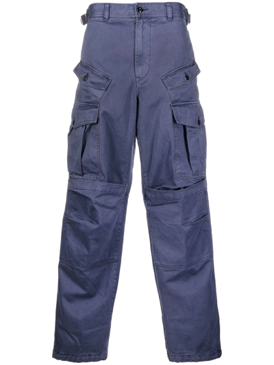 Diesel Cotton Cargo Trousers In Blue