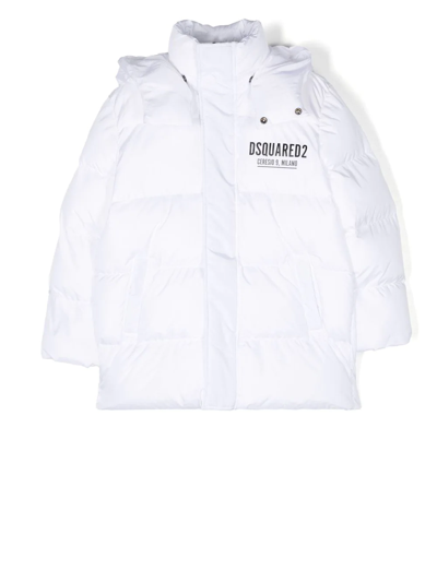Dsquared2 Kids' Chest Logo-print Padded Jacket In White
